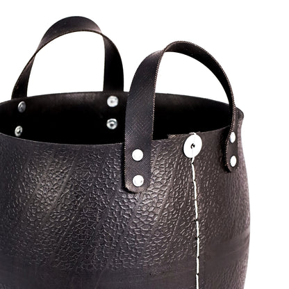 Korb Gummikorb aus recycelten Reifen für Brennholz, Übertopf - 42 cm - mittel